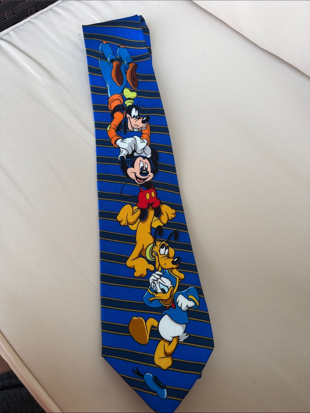 NAVY BLUE SILK STRIPED DISNEY CHARACTER TIE